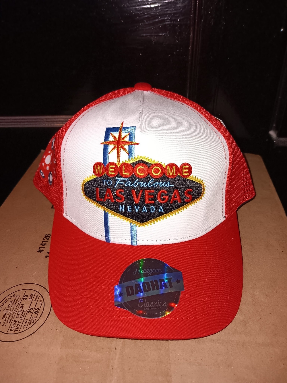 Red and White Las Vegas Trucker Hat